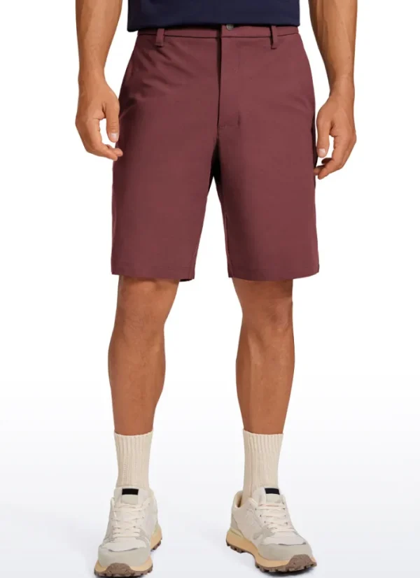 Best Sale CRZ YOGA All-Day Comfy Golf Shorts with Pockets 9'' Saddle Brown