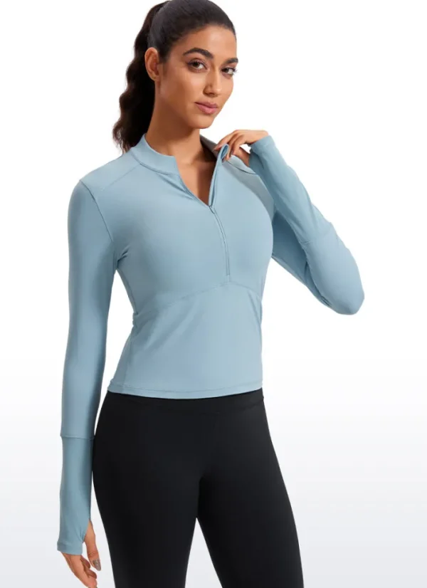 Cheap CRZ YOGA Brushed Half-Zip Long Sleeve Cropped