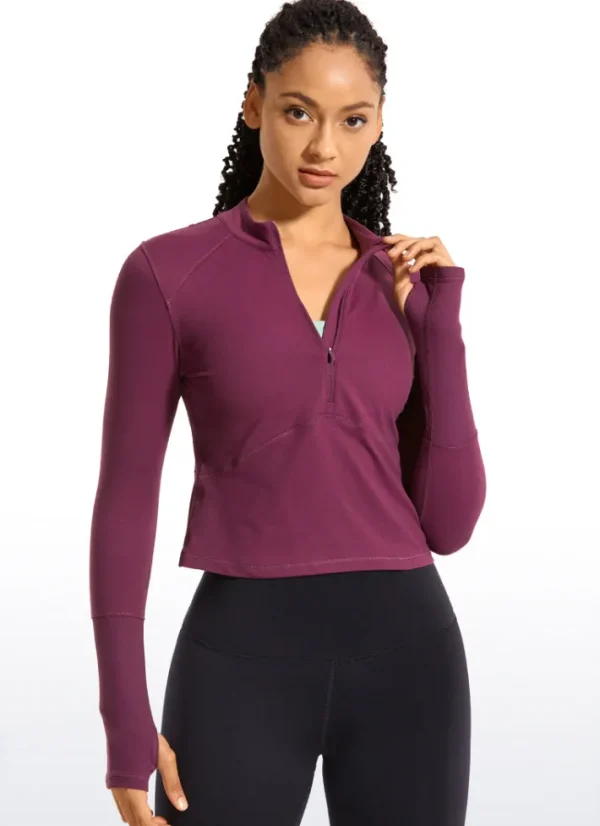 Flash Sale CRZ YOGA Brushed Half-Zip Long Sleeve Cropped