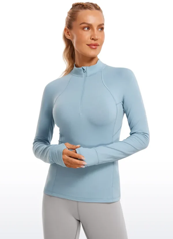 Outlet CRZ YOGA Brushed Half-Zip Long Sleeve with Thumbholes