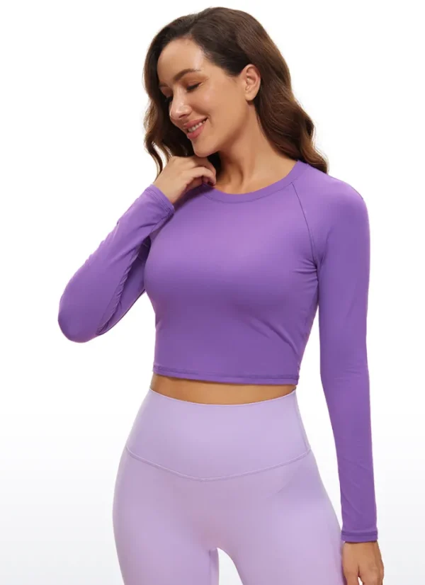 Clearance CRZ YOGA Brushed Long Sleeve Cropped High Neck