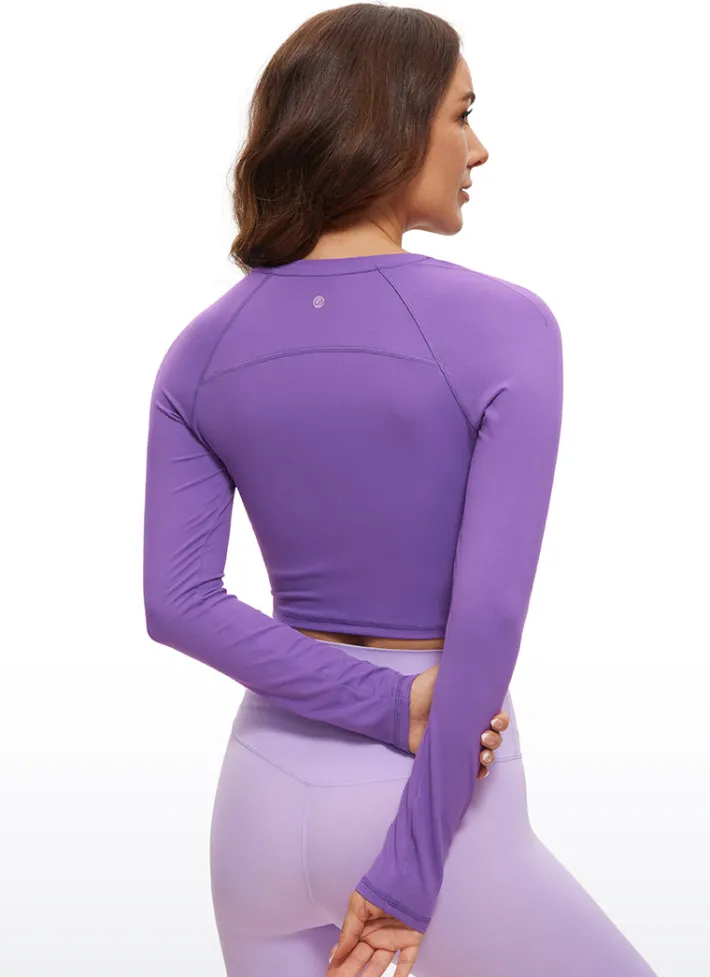 Clearance CRZ YOGA Brushed Long Sleeve Cropped High Neck