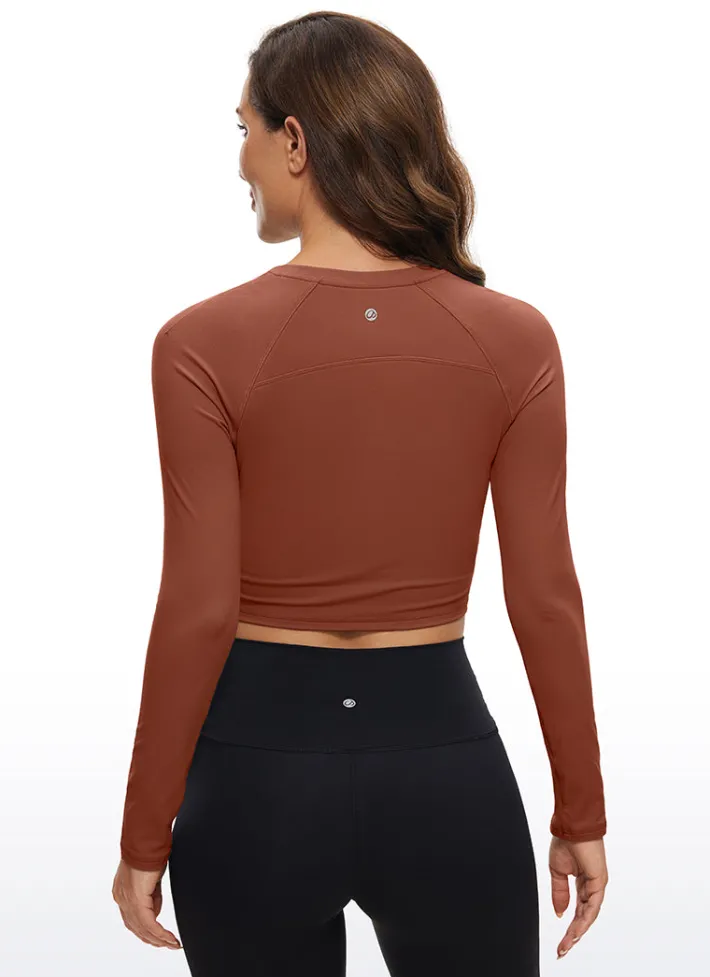 Clearance CRZ YOGA Brushed Long Sleeve Cropped High Neck