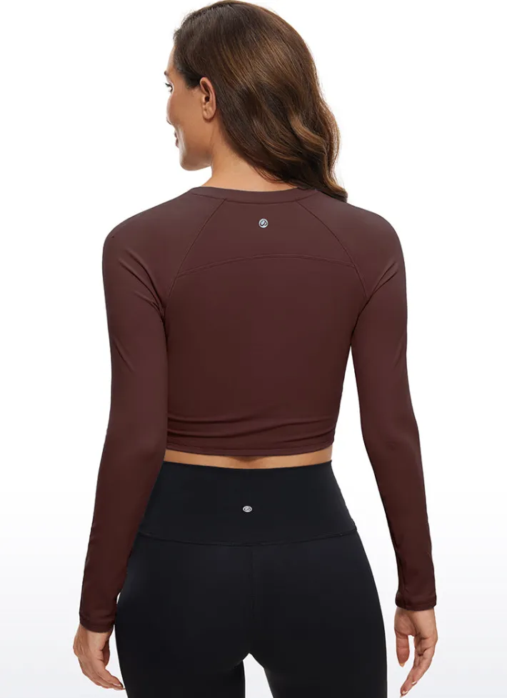 Clearance CRZ YOGA Brushed Long Sleeve Cropped High Neck