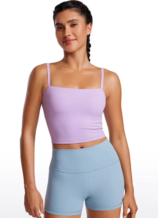 Outlet CRZ YOGA Butterluxe Adjustable Spaghetti Strap Built in Bra Tanks Elfin Purple