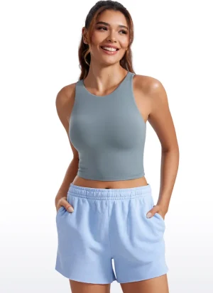 New CRZ YOGA Butterluxe Cropped High Neck Tank Tops Wide Back