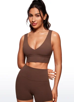 Best Sale CRZ YOGA Butterluxe Deep V Neck Longline Sports Bra