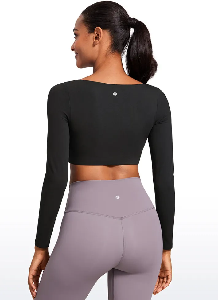 Sale CRZ YOGA Butterluxe Double Lined Cropped Long Sleeves V Neck