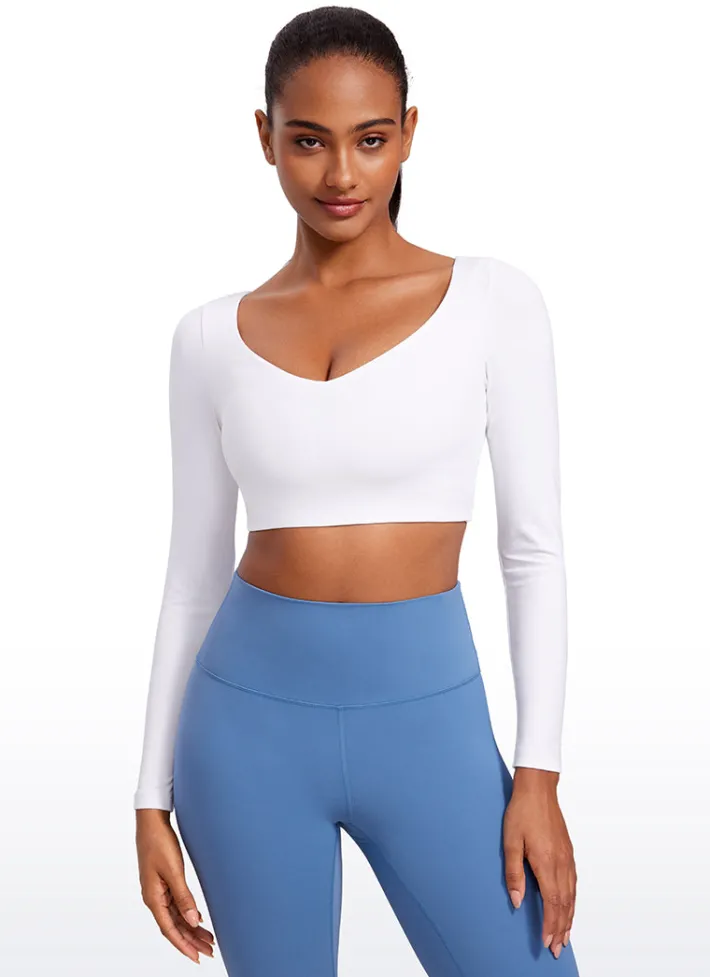 Sale CRZ YOGA Butterluxe Double Lined Cropped Long Sleeves V Neck