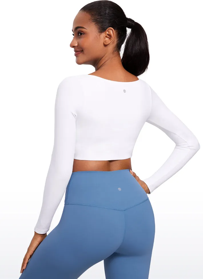 Sale CRZ YOGA Butterluxe Double Lined Cropped Long Sleeves V Neck
