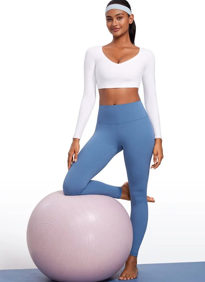 Sale CRZ YOGA Butterluxe Double Lined Cropped Long Sleeves V Neck