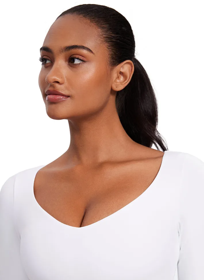 Sale CRZ YOGA Butterluxe Double Lined Cropped Long Sleeves V Neck