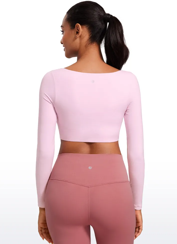 Sale CRZ YOGA Butterluxe Double Lined Cropped Long Sleeves V Neck