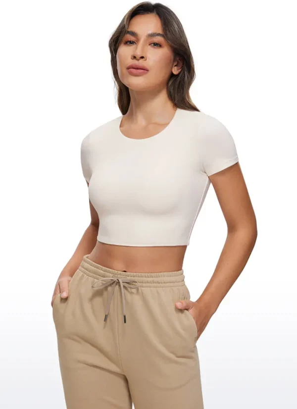 Best CRZ YOGA Butterluxe Double Lined Cropped Short Sleeves