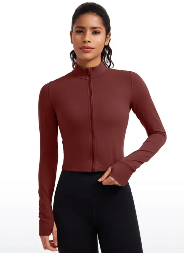 Outlet CRZ YOGA Butterluxe Full Zip Cropped Jackets with Thumb Holes