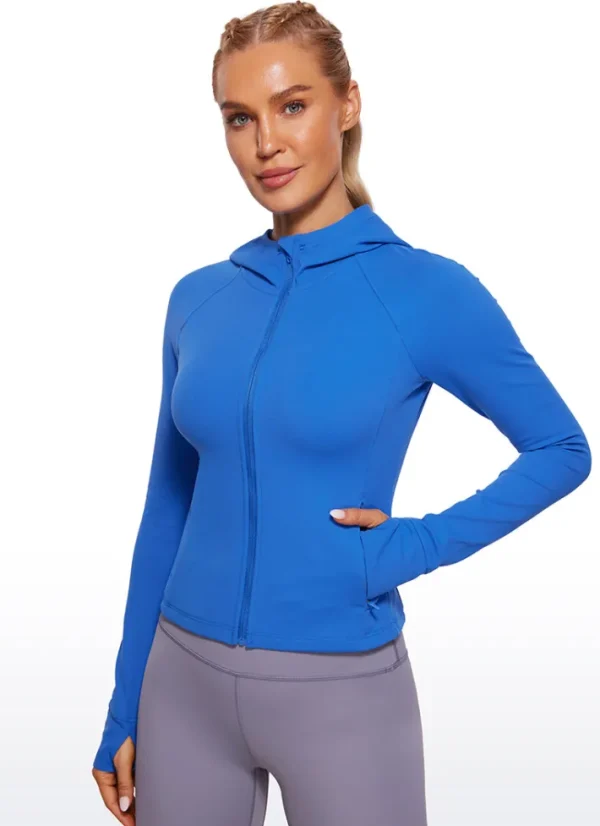 New CRZ YOGA Butterluxe Full Zip Waist Length Jackets with Thumbholes