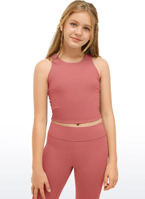 New CRZ YOGA Butterluxe Girls Double Lined Racerback Tank Tops Briar Rose