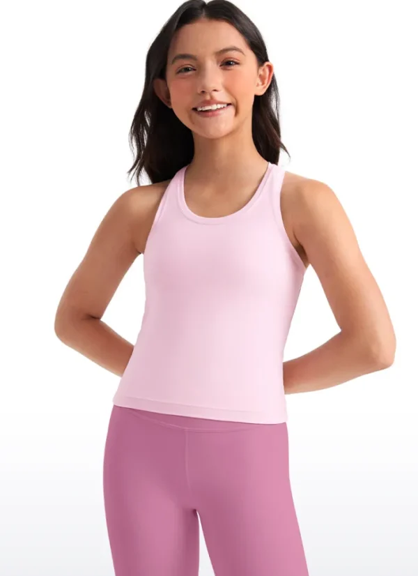 Hot CRZ YOGA Butterluxe Girls Waist-Length Crewneck Tank Racerback