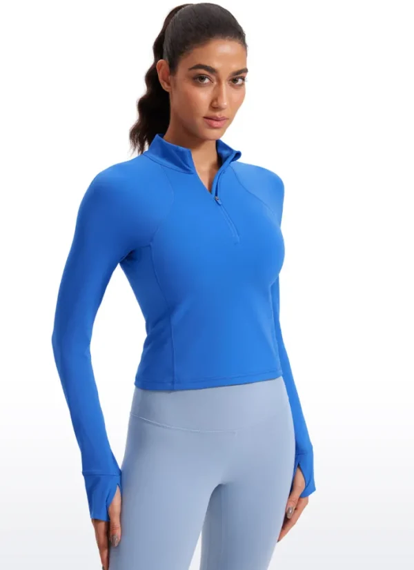 New CRZ YOGA Butterluxe Half-Zip Long Sleeve Cropped