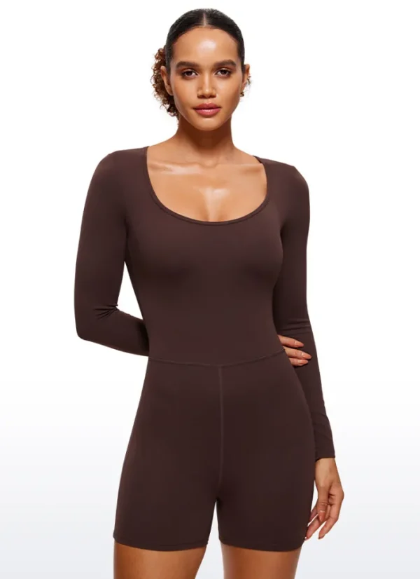 Shop CRZ YOGA Butterluxe Long Sleeve Scoop Neck Athletic Rompers 4''