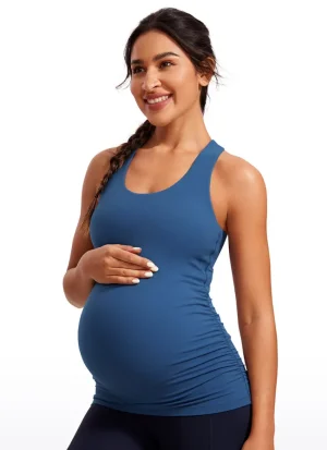 Best CRZ YOGA Butterluxe Racerback Maternity Built in Bra Tank Ruched Sides