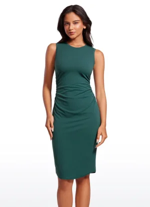 Fashion CRZ YOGA Butterluxe Ruched Bodycon Sleeveless Midi Dresses