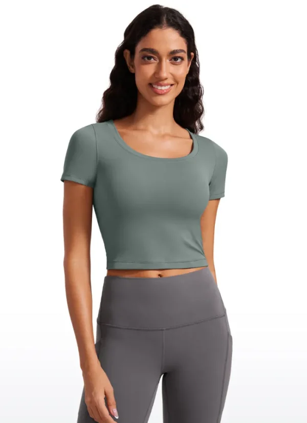 Cheap CRZ YOGA Butterluxe Scoop Neck Cropped Short Sleeves
