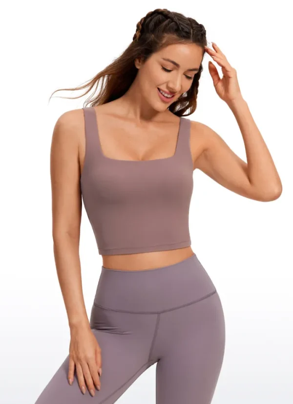 Flash Sale CRZ YOGA Butterluxe Square Neck Build-in Bra Tanks