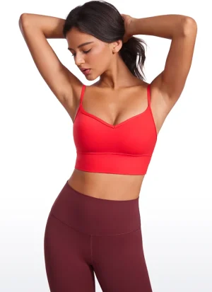 Best CRZ YOGA Butterluxe V Neck Longline Spaghetti Straps Bra