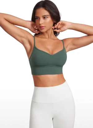 Hot CRZ YOGA Butterluxe V Neck Longline Spaghetti Straps Bra