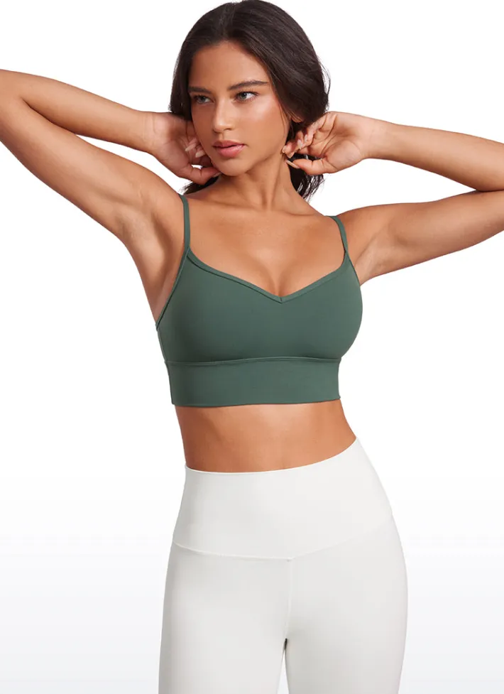Hot CRZ YOGA Butterluxe V Neck Longline Spaghetti Straps Bra