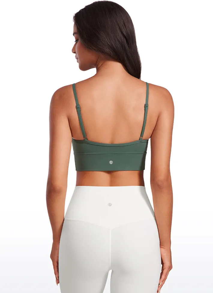 Hot CRZ YOGA Butterluxe V Neck Longline Spaghetti Straps Bra