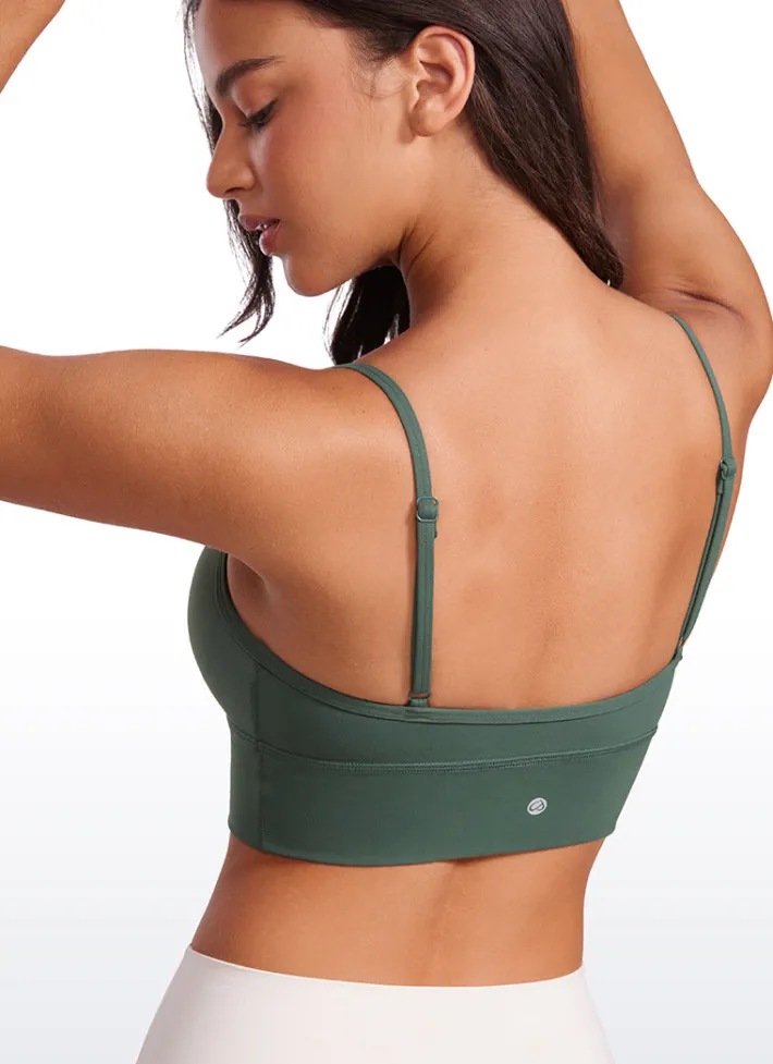 Hot CRZ YOGA Butterluxe V Neck Longline Spaghetti Straps Bra