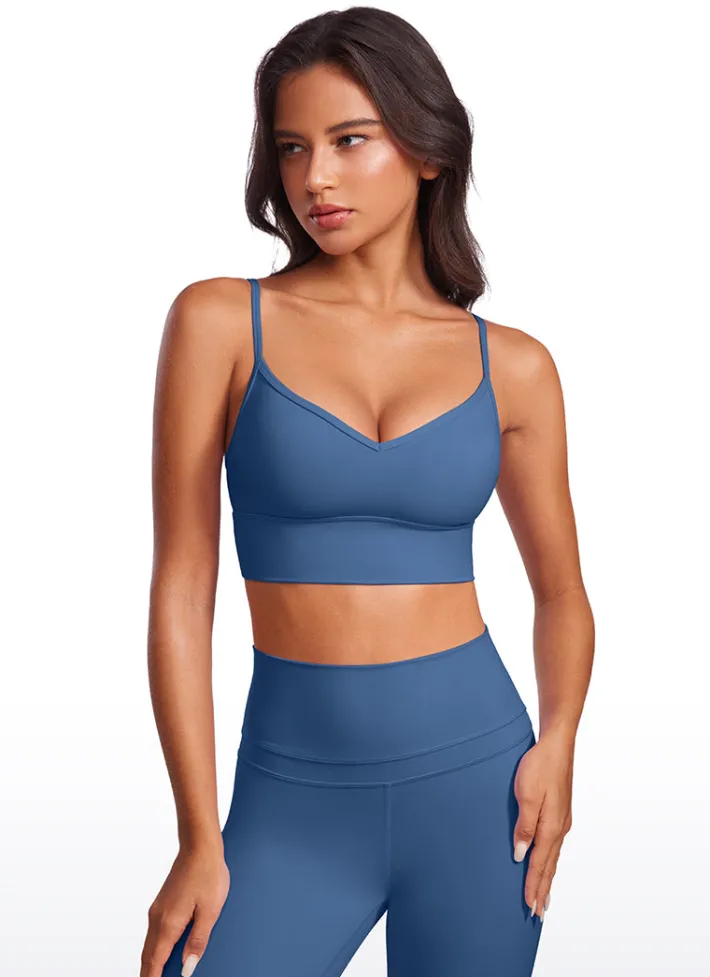 Hot CRZ YOGA Butterluxe V Neck Longline Spaghetti Straps Bra