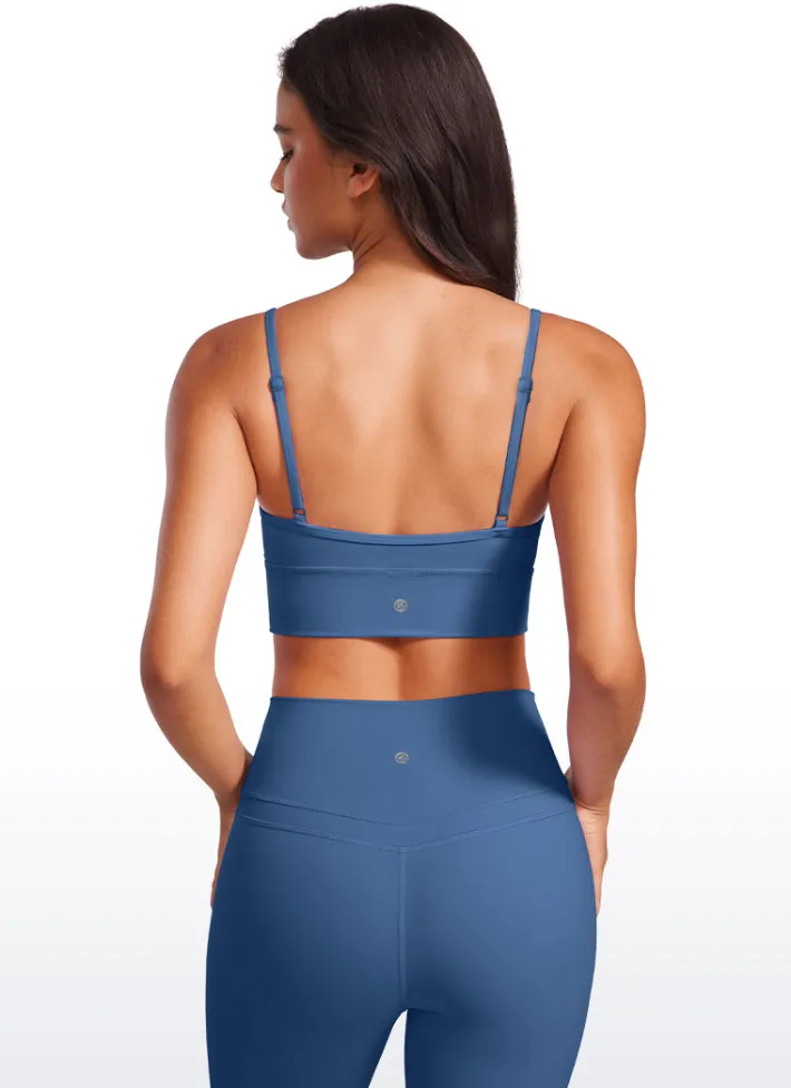 Hot CRZ YOGA Butterluxe V Neck Longline Spaghetti Straps Bra