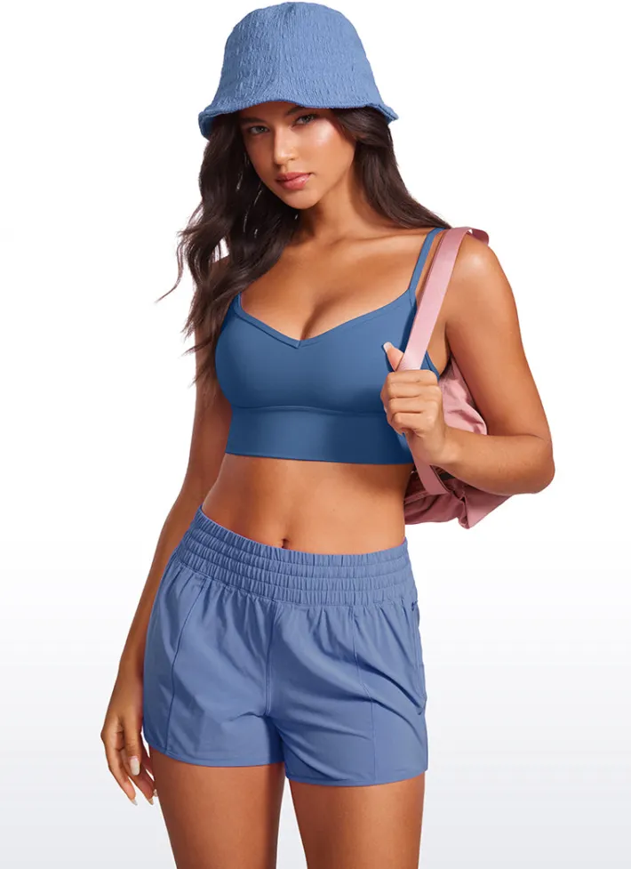 Hot CRZ YOGA Butterluxe V Neck Longline Spaghetti Straps Bra