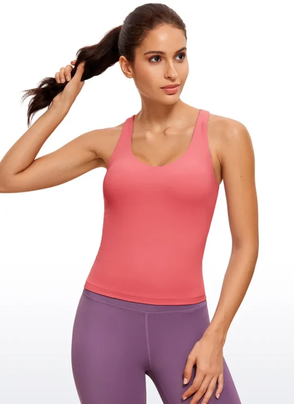 Cheap CRZ YOGA Butterluxe V Neck Waist-Length Tank Racerback Raspberry Sorbet