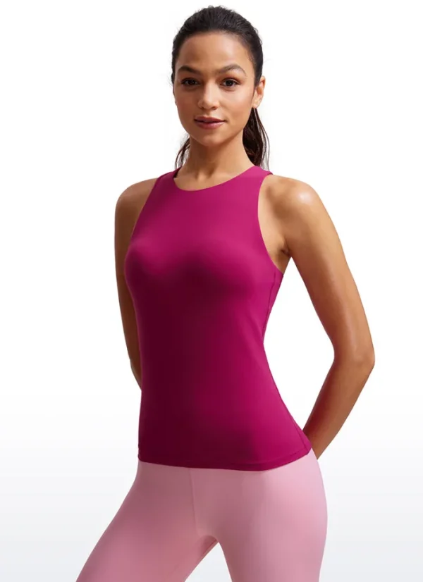 Clearance CRZ YOGA Butterluxe Waist Length Built-in Bra Tanks High Neck