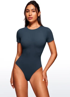 Hot CRZ YOGA Cotton Crew Neck Short Sleeves Bodysuits