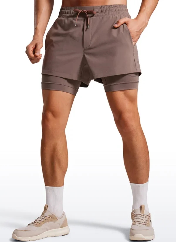 Sale CRZ YOGA Feathery-Fit 2 in 1 Athletic Shorts 3.5''- with Pockets & Long Liner