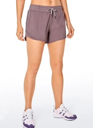 Cheap CRZ YOGA Feathery-Fit Mid-Rise Lined Shorts with Drawstring 4''