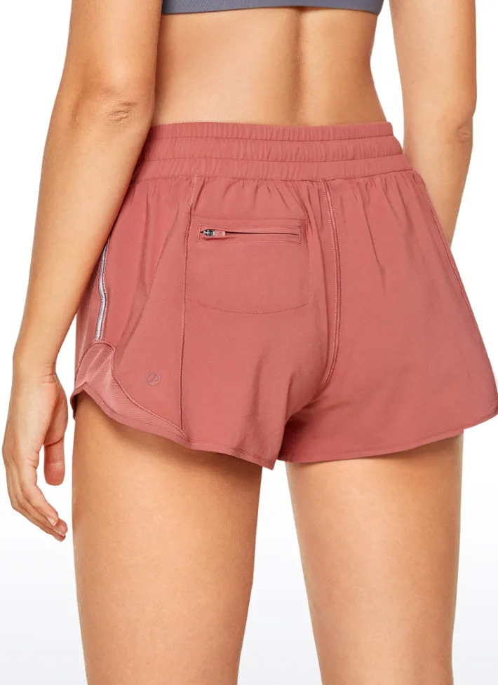 Store CRZ YOGA Feathery-Fit Mid-Rise Lined Shorts with Drawstring 2.5''