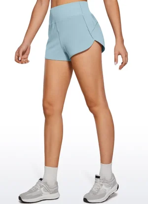 Store CRZ YOGA Feathery-Fit Soft High Rise Lined Shorts with Flat Waist 2.5''
