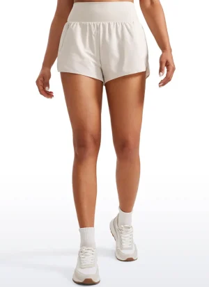 Clearance CRZ YOGA Feathery-Fit Soft High Rise Ruffled Trim Shorts 3''