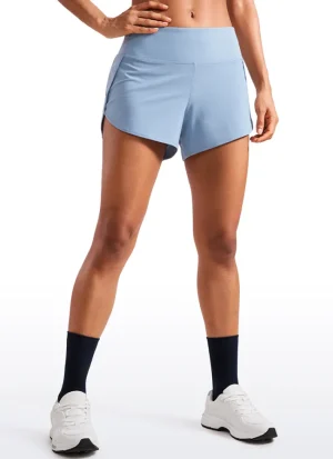 Discount CRZ YOGA Feathery-Fit Soft Mid-Rise Lined Shorts with Back Zipper Pocket 4'' The Breeze Blue