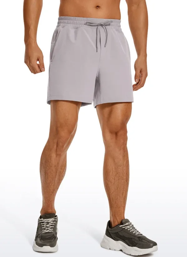 Fashion CRZ YOGA Feathery-Fit Workout Shorts 5''- Linerless Gull Gray