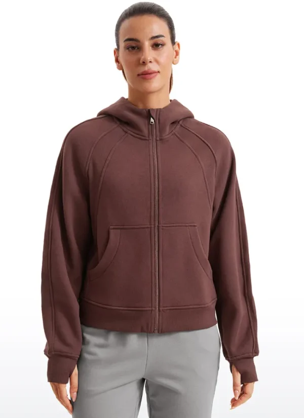 Best Sale CRZ YOGA Fleece Lined Full Zip Hoodies with Thumb Holes