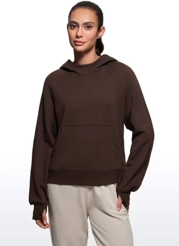 Shop CRZ YOGA Fleece Mock Neck Hoodies with Thumb Holes