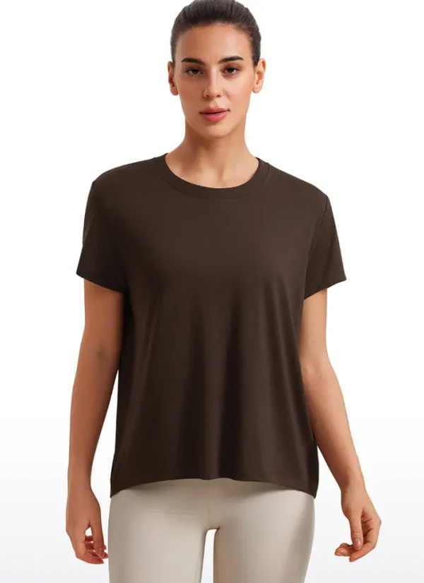 Clearance CRZ YOGA Flowy Yoga Short Sleeves Crew Neck