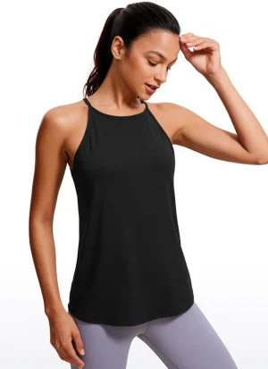 Shop CRZ YOGA Halter Hip-Length High Neck Tank